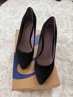 Butter Black Suede Pointed-Toe Heels